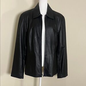 Croft & Barrow Women’s Sleek Black Genuine Lambskin Leather Jacket Size L